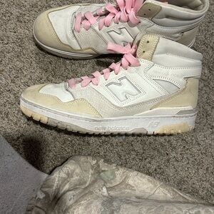 New Balance 650 High-Top Sneakers in White, Cream & Off White